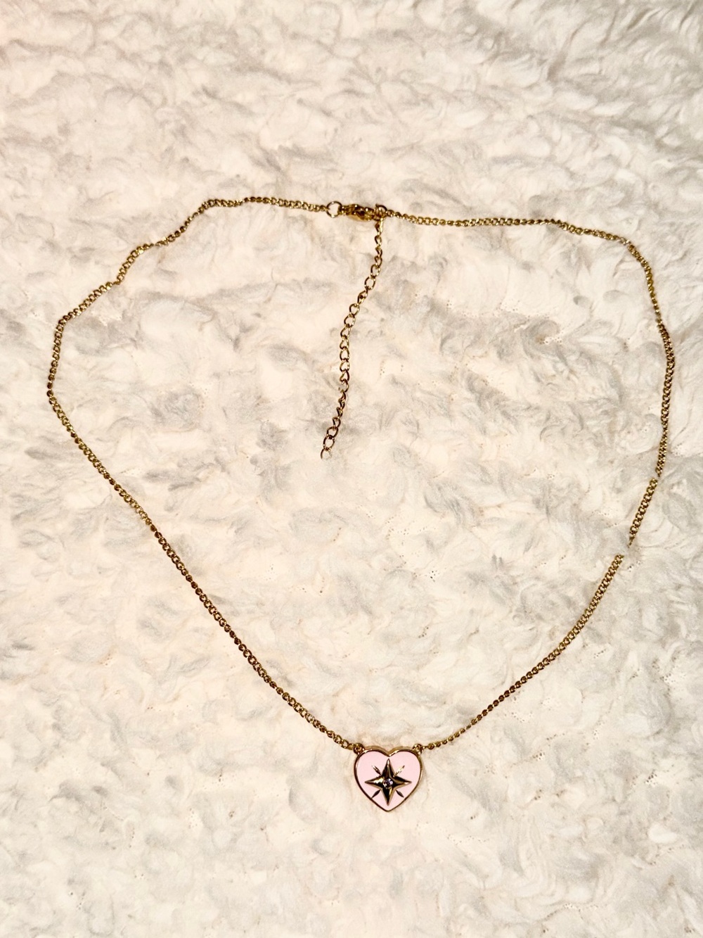 Brand New 18k Gold Necklace With Pink Heart Star Pendant - Fabulous Find - Picture 5 of 9